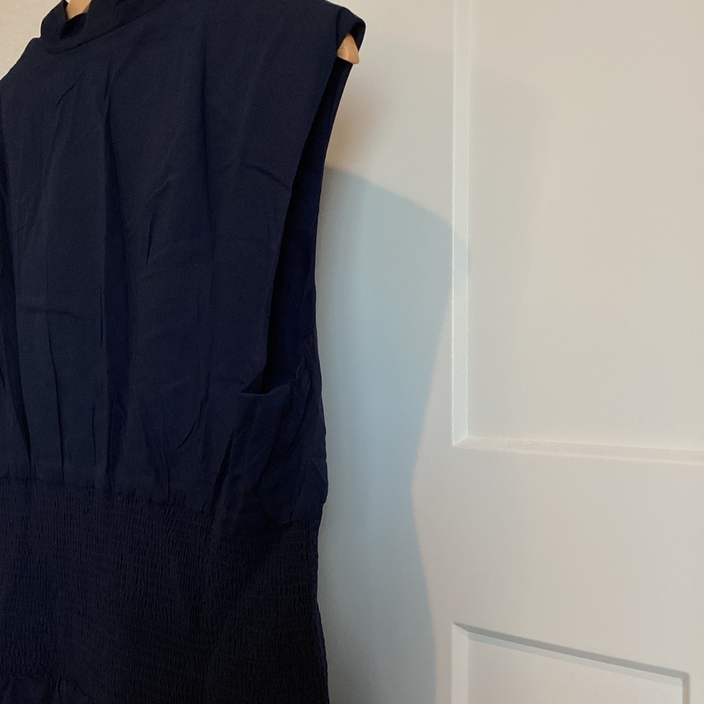 Anthropologie Tommie Zip-Front V-Neck Midi Dress NWT Navy Storm XL - Picture 13 of 14